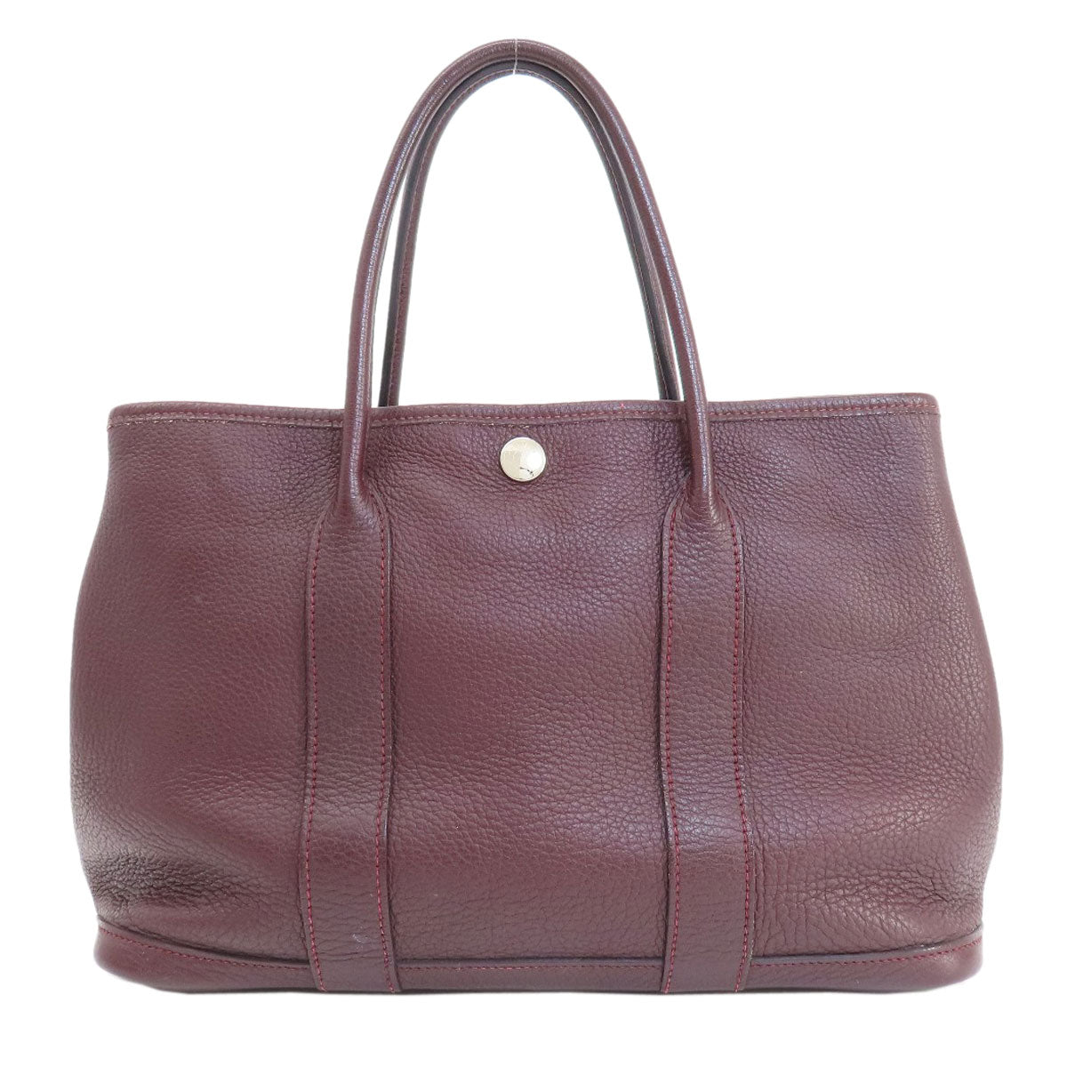 HERMES Garden Party TPM Bordeaux SilverHardware Handbag Taurillon Clemence Ladies [Used]