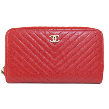 CHANEL   Long wallet (with coin pocket) V-stitch COCO Mark Caviar skin Ladies