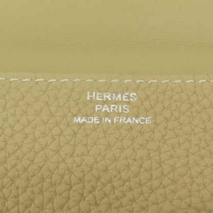 HERMES   coin purse dogon coin purse beige SilverHardware Taurillon Clemence Ladies