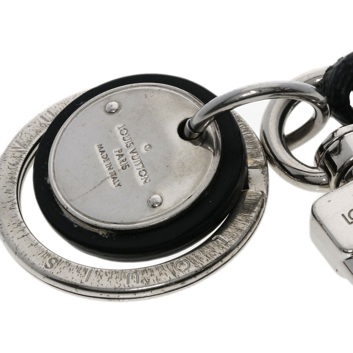 LOUIS VUITTON M67224 Leather Rope Keyring Damier Graphite key ring Metal Damier canvasLadies [Used]