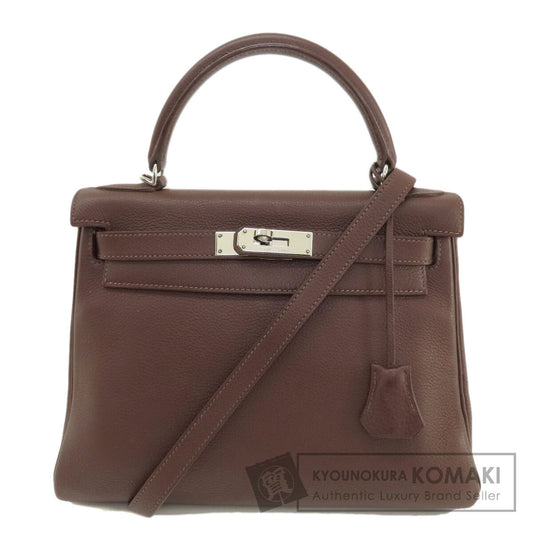 HERMES   Handbag Kelly 28 Inner Stitch Rouge Serie SilverHardware Taurillon Clemence Ladies