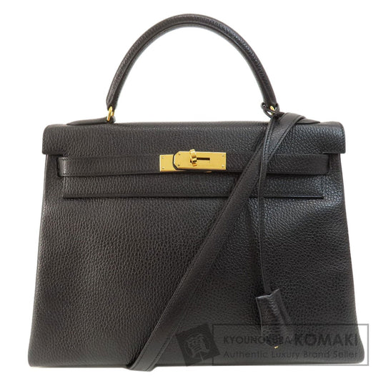 HERMES   Handbag Kelly 32 Inner Stitch Black GoldHardware Ardennes Ladies