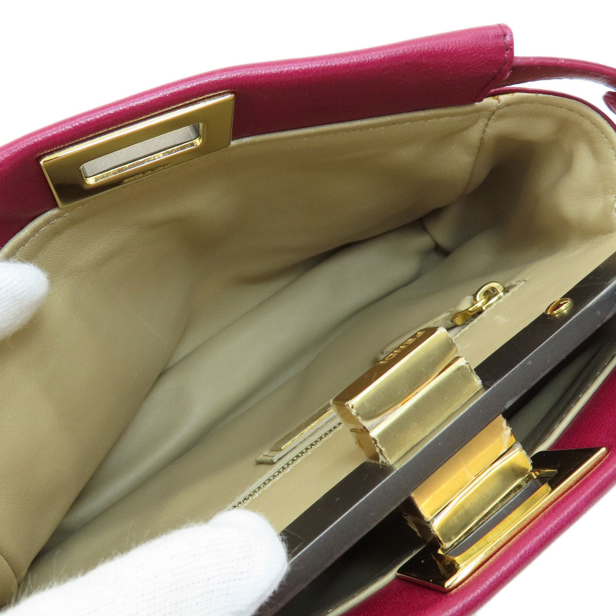 FENDI Peek-a-boo mini Handbag Calf Ladies [Used]