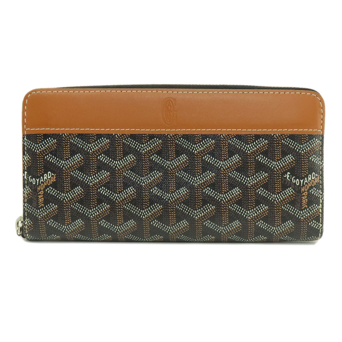 GOYARD Zip GM herringbone pattern Long wallet (with coin pocket) Coating canvas LeatherLadies [Used]