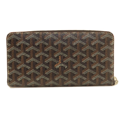 GOYARD Zip GM herringbone pattern Long wallet (with coin pocket) Coating canvas LeatherLadies [Used]