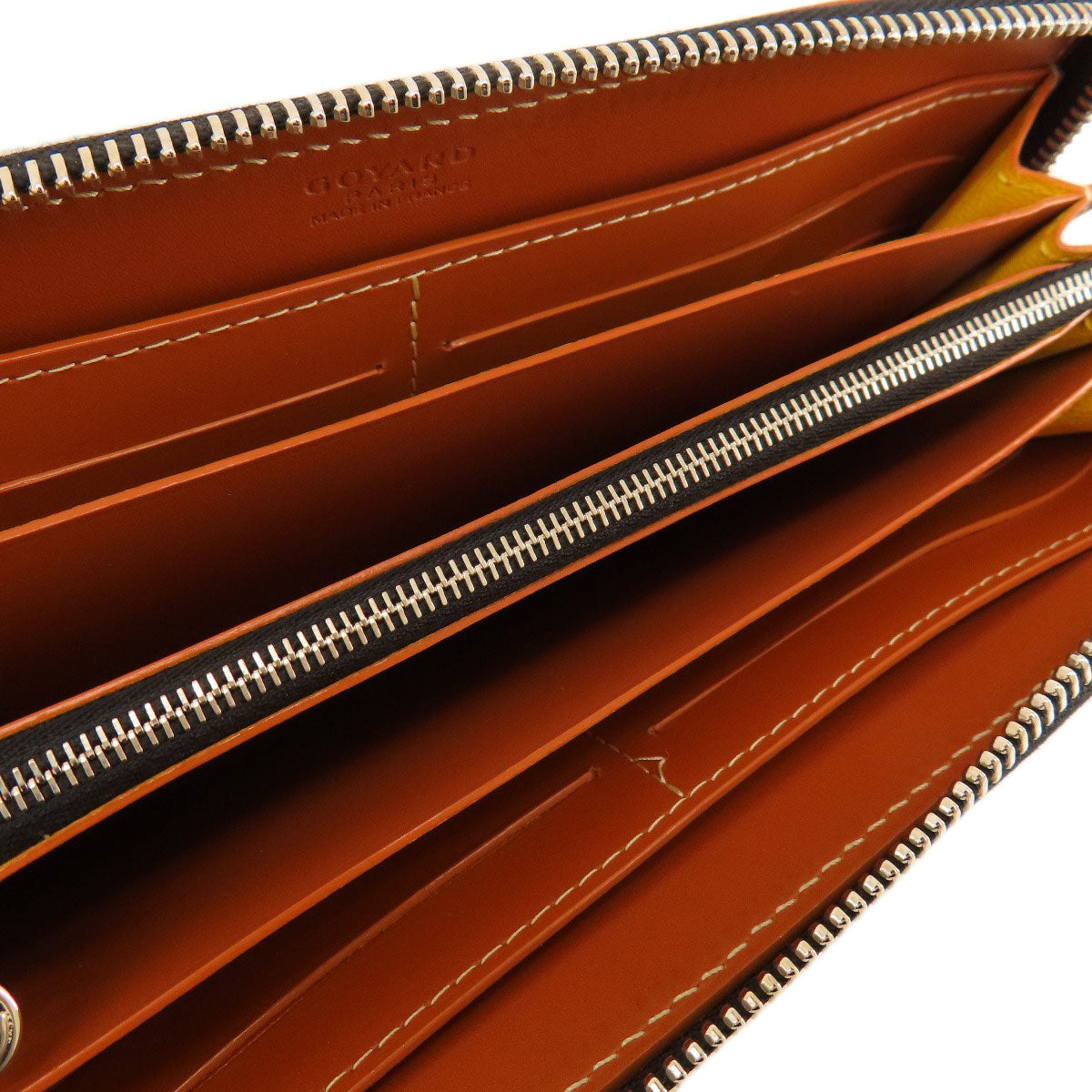 GOYARD Zip GM herringbone pattern Long wallet (with coin pocket) Coating canvas LeatherLadies [Used]