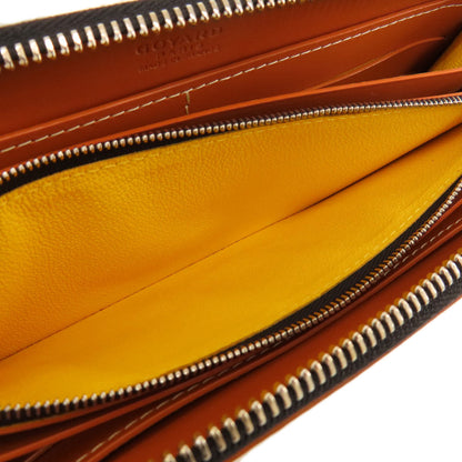 GOYARD Zip GM herringbone pattern Long wallet (with coin pocket) Coating canvas LeatherLadies [Used]