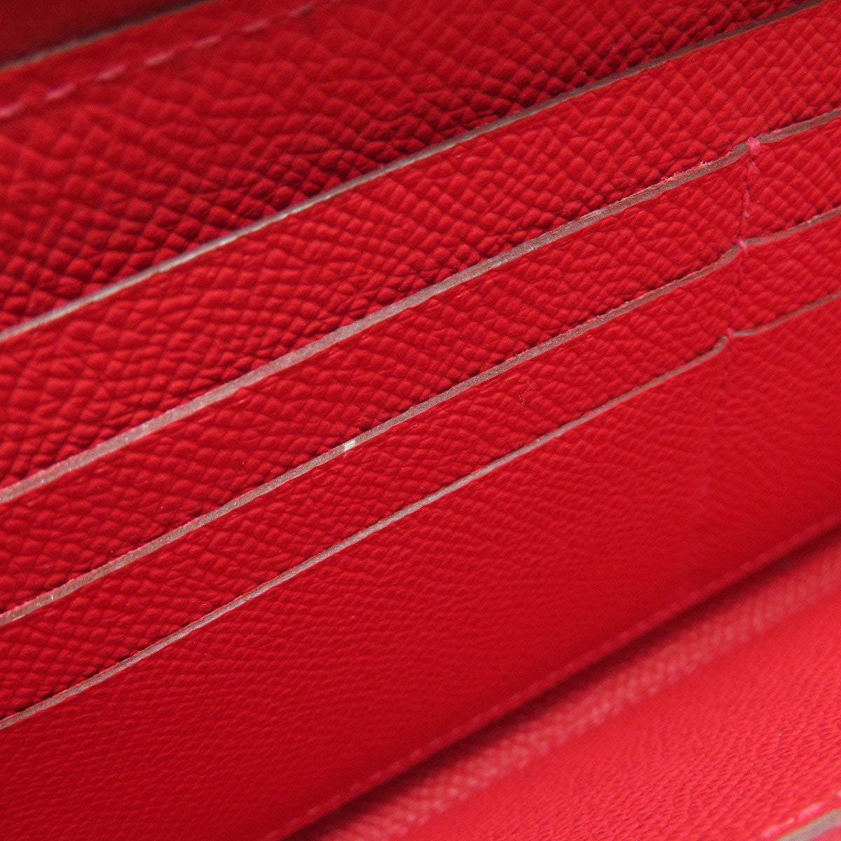 HERMES Azap Long Red SilverHardware Long wallet (with coin pocket) Epsom Ladies [Used]