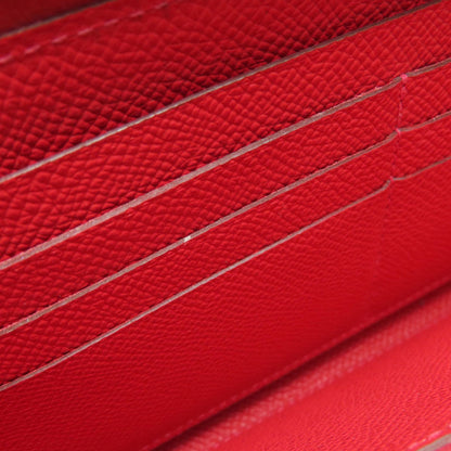 HERMES Azap Long Red SilverHardware Long wallet (with coin pocket) Epsom Ladies [Used]