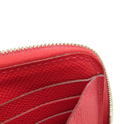 HERMES Azap Long Red SilverHardware Long wallet (with coin pocket) Epsom Ladies [Used]