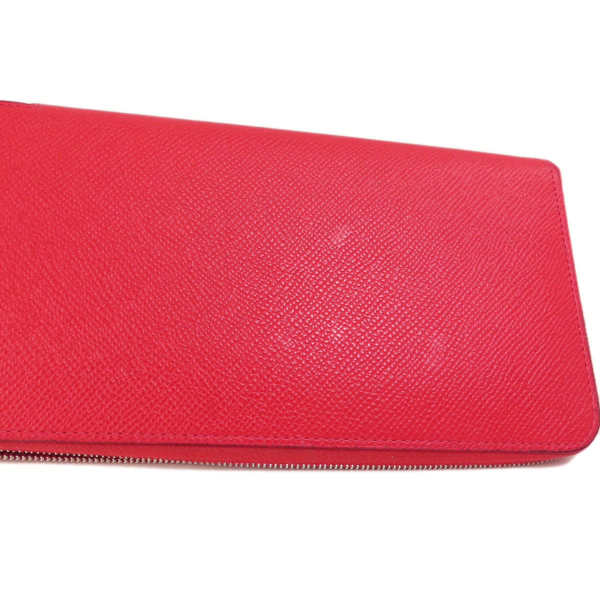 HERMES Azap Long Red SilverHardware Long wallet (with coin pocket) Epsom Ladies [Used]