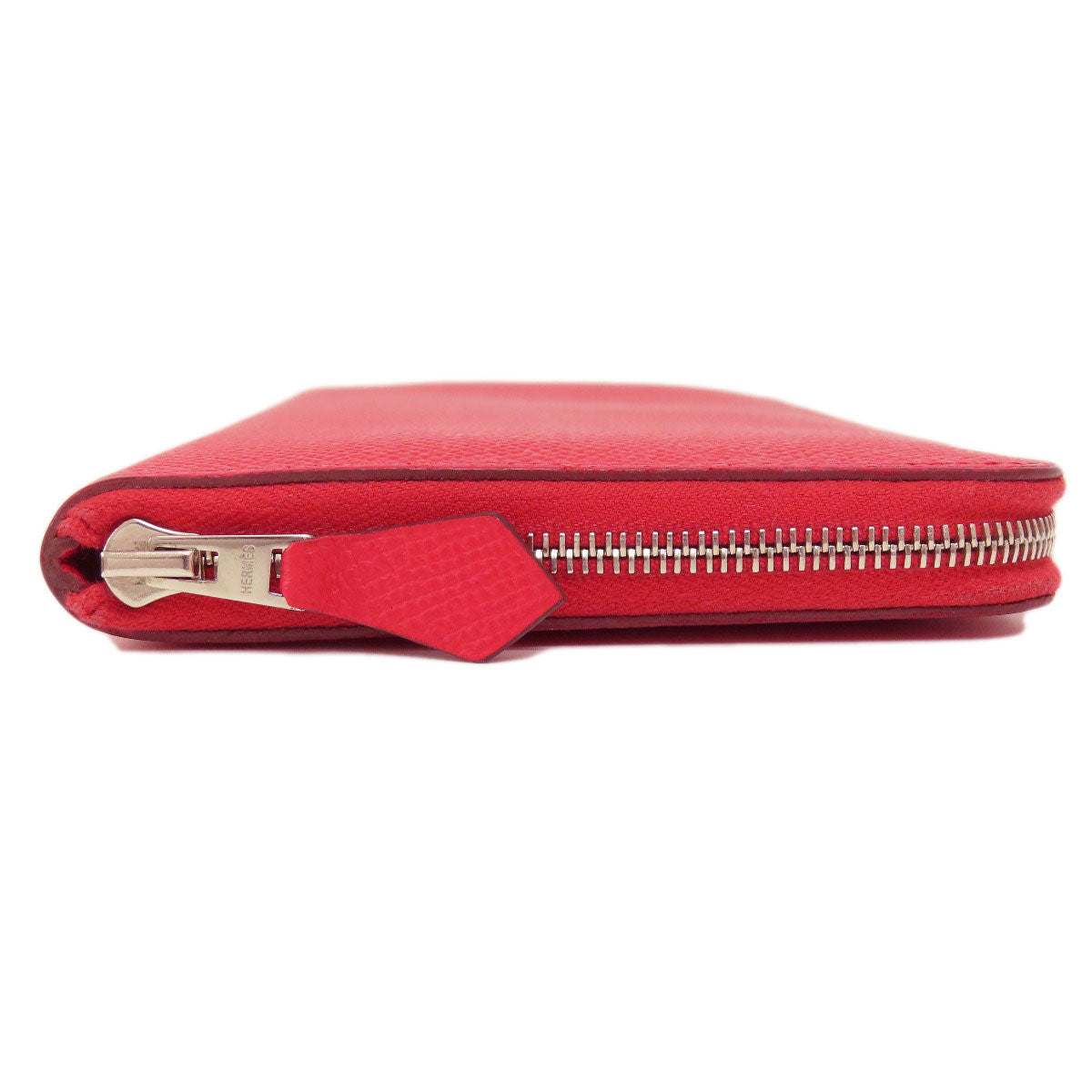 HERMES Azap Long Red SilverHardware Long wallet (with coin pocket) Epsom Ladies [Used]