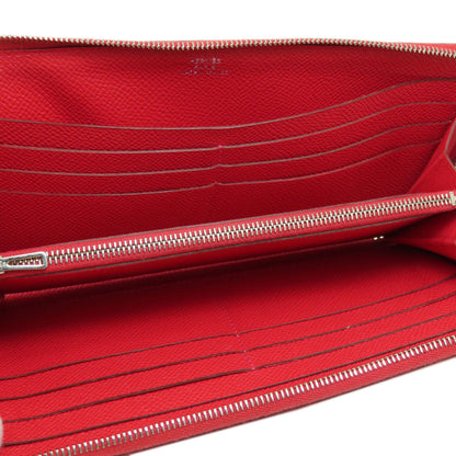 HERMES Azap Long Red SilverHardware Long wallet (with coin pocket) Epsom Ladies [Used]