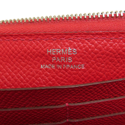 HERMES Azap Long Red SilverHardware Long wallet (with coin pocket) Epsom Ladies [Used]
