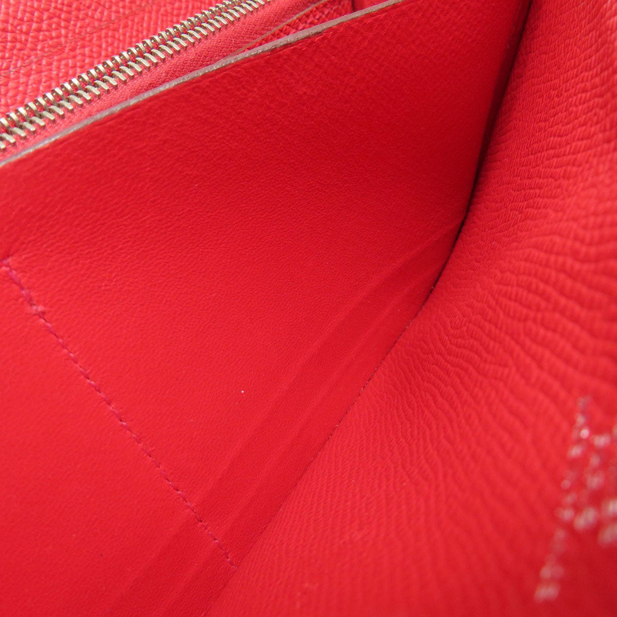 HERMES Azap Long Red SilverHardware Long wallet (with coin pocket) Epsom Ladies [Used]