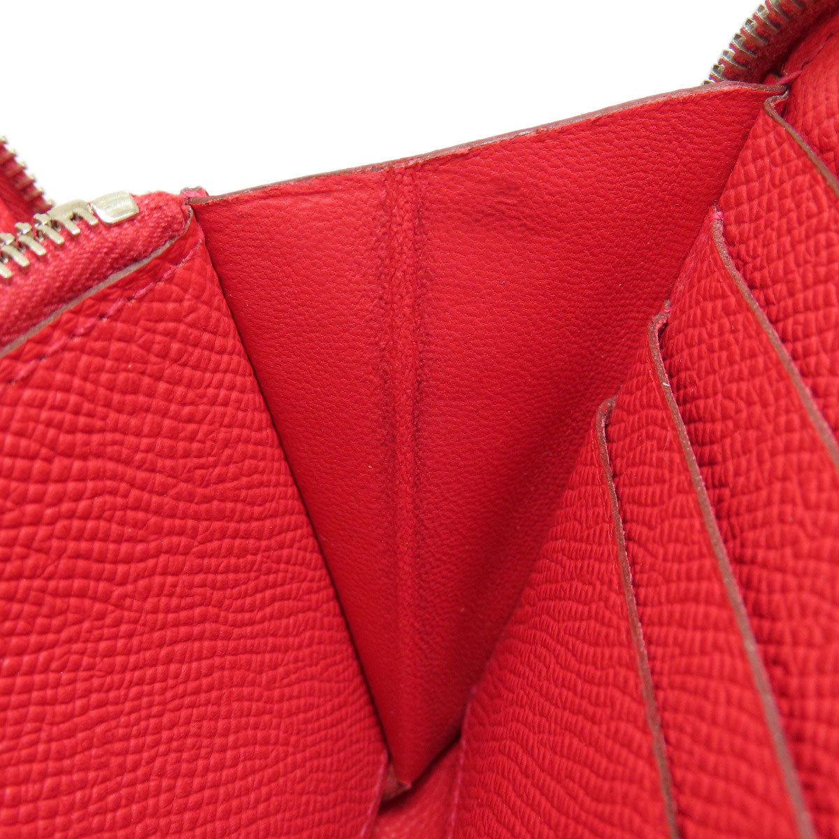 HERMES Azap Long Red SilverHardware Long wallet (with coin pocket) Epsom Ladies [Used]