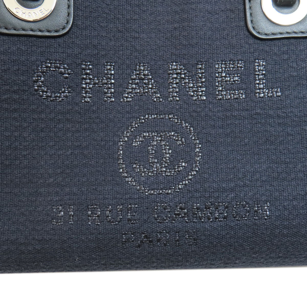 CHANEL   Handbag Deauville Bowling Bag SilverHardware Canvas Ladies