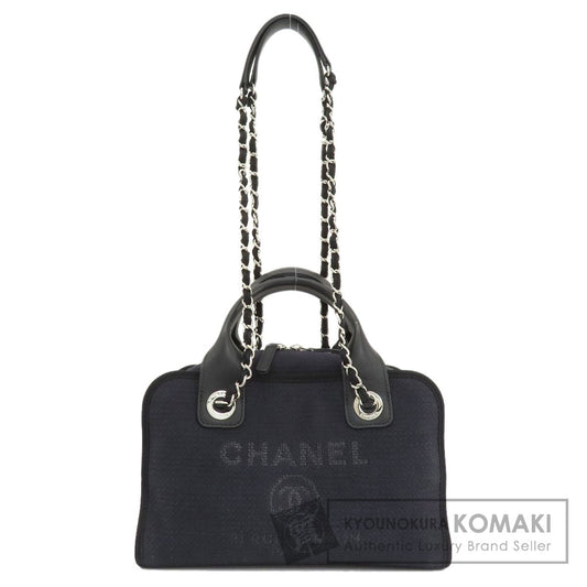 CHANEL   Handbag Deauville Bowling Bag SilverHardware Canvas Ladies