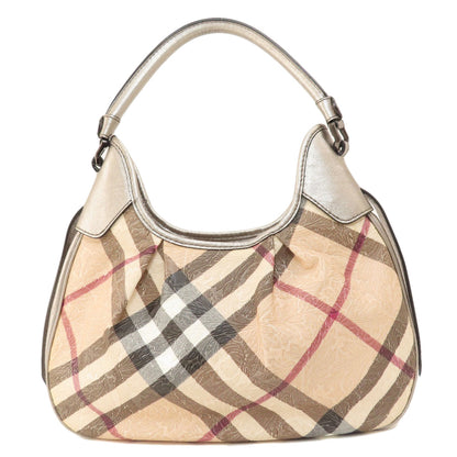 BURBERRY Nova Check Flower Emboss Handbag PVC Ladies [Used]