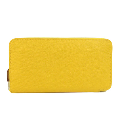 HERMES   Long wallet (with coin pocket) Azap Silk-in Long Yellow SilverHardware Epsom Ladies