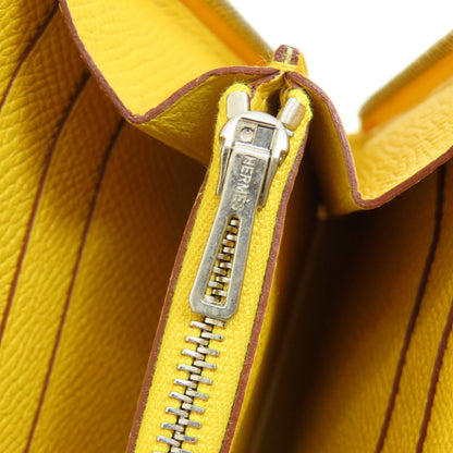 HERMES   Long wallet (with coin pocket) Azap Silk-in Long Yellow SilverHardware Epsom Ladies