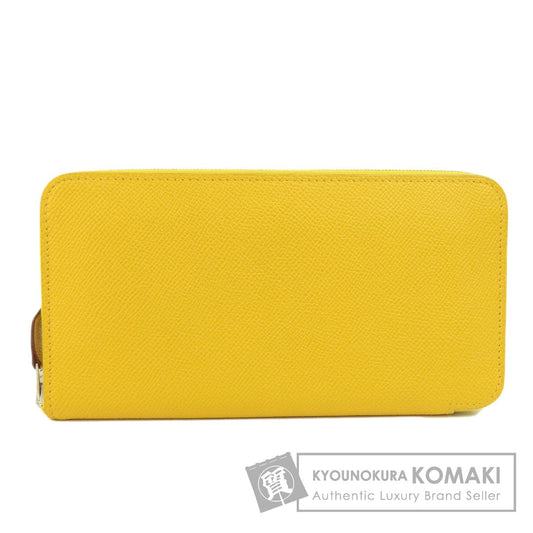 HERMES   Long wallet (with coin pocket) Azap Silk-in Long Yellow SilverHardware Epsom Ladies