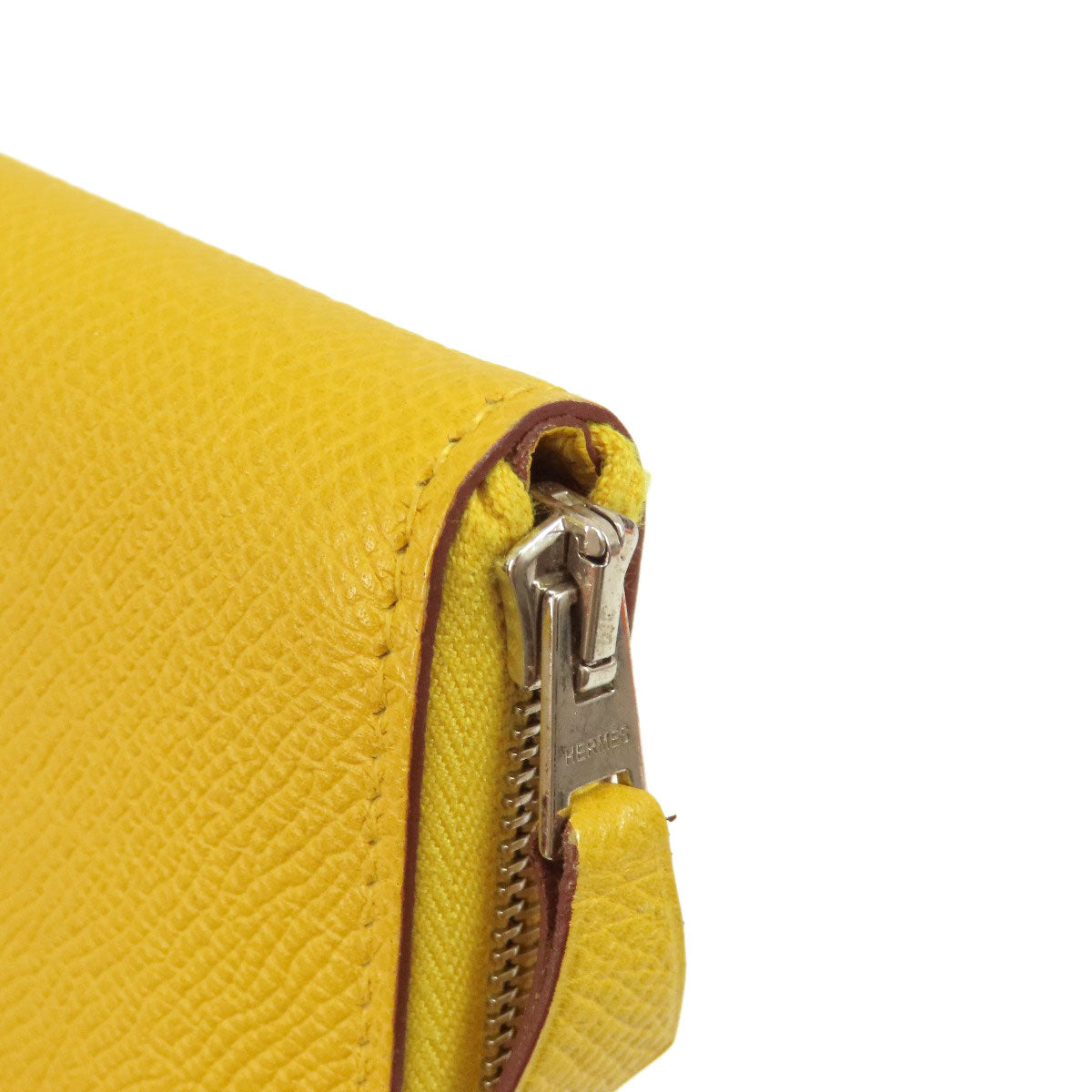 HERMES   Long wallet (with coin pocket) Azap Silk-in Long Yellow SilverHardware Epsom Ladies