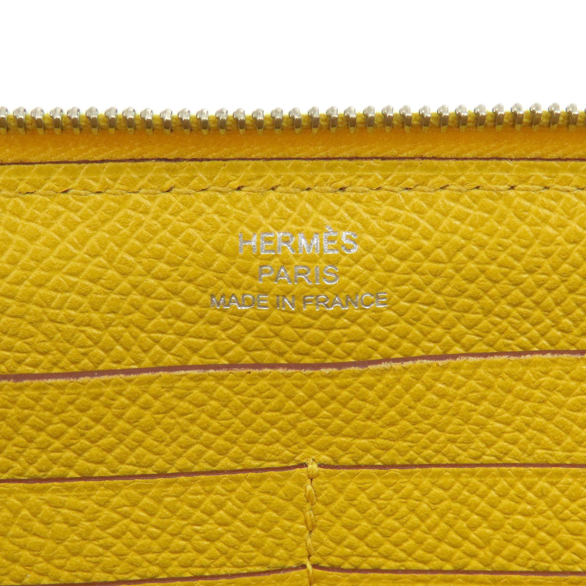 HERMES   Long wallet (with coin pocket) Azap Silk-in Long Yellow SilverHardware Epsom Ladies