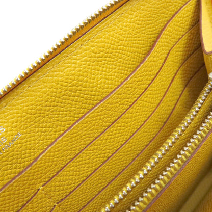 HERMES   Long wallet (with coin pocket) Azap Silk-in Long Yellow SilverHardware Epsom Ladies