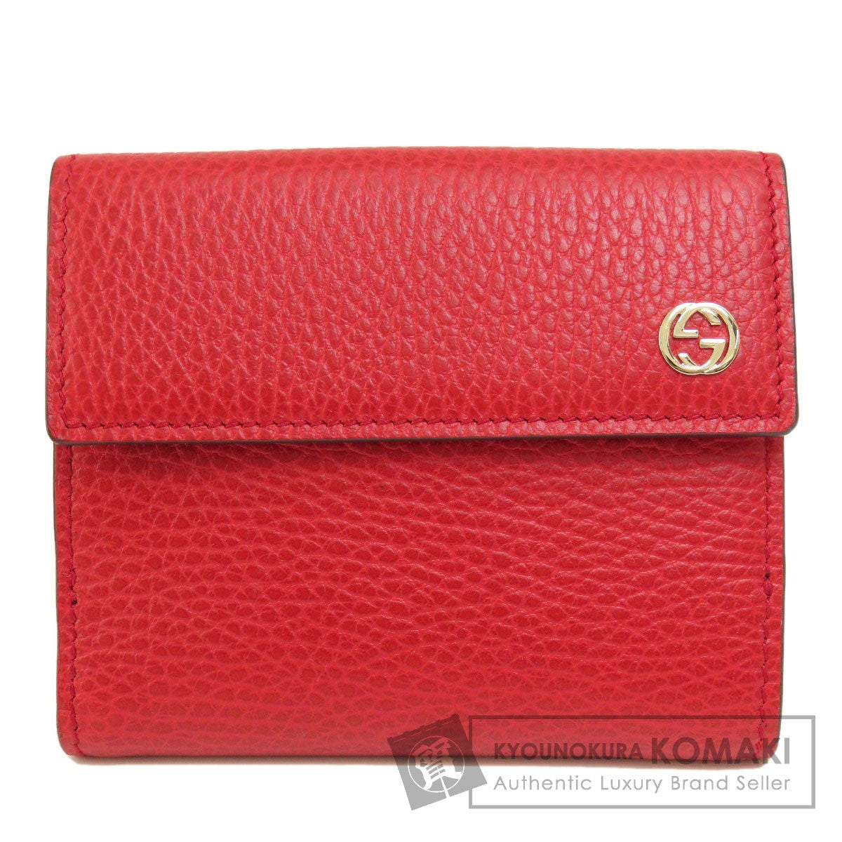 GUCCI 449405 Interlocking G outlet Bifold Wallet with Coin Pocket Leather Ladies [Used]