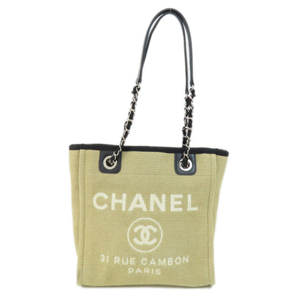 CHANEL   Tote Bag Deauville SilverHardware Canvas Ladies