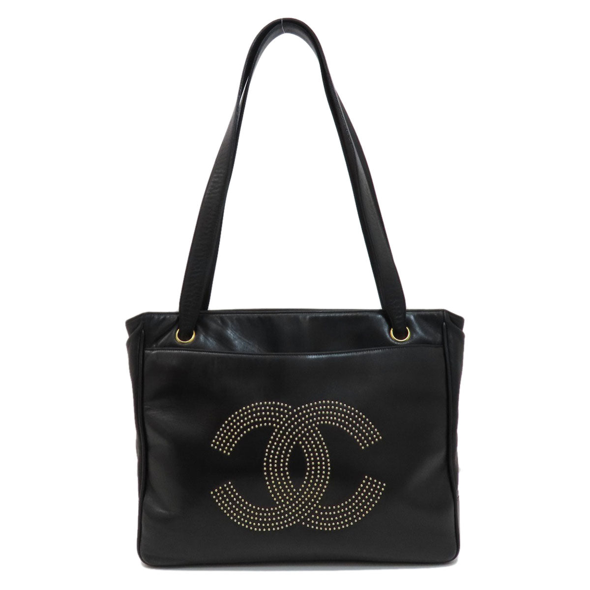 CHANEL   Tote Bag COCO Mark Studs GoldHardware Lambskin Ladies