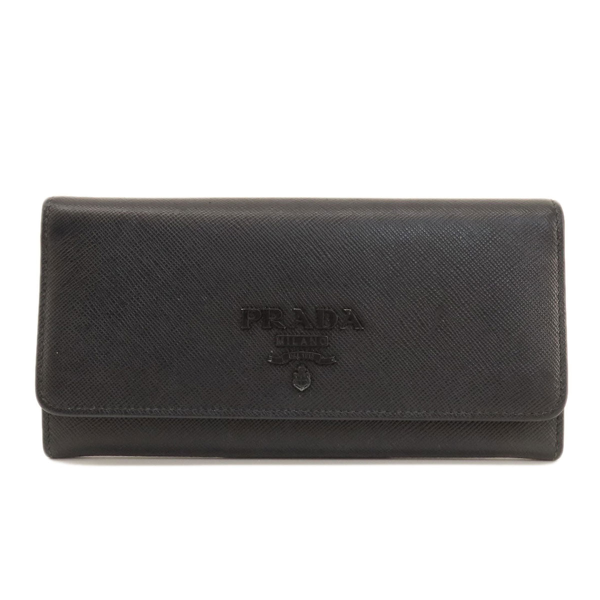 PRADA Logo Safiano Long wallet (with coin pocket) Leather Ladies [Used]