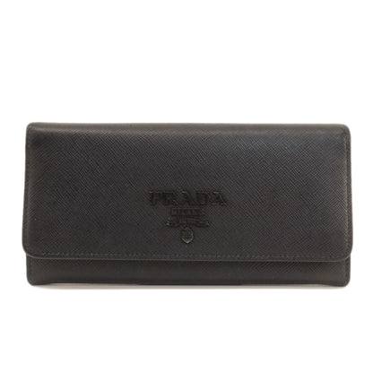 PRADA Logo Safiano Long wallet (with coin pocket) Leather Ladies [Used]
