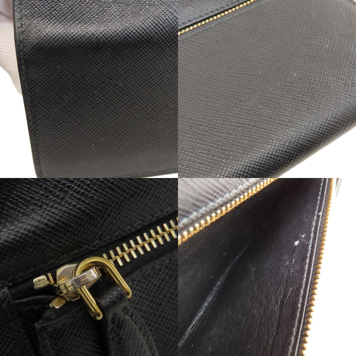 PRADA Logo Safiano Long wallet (with coin pocket) Leather Ladies [Used]
