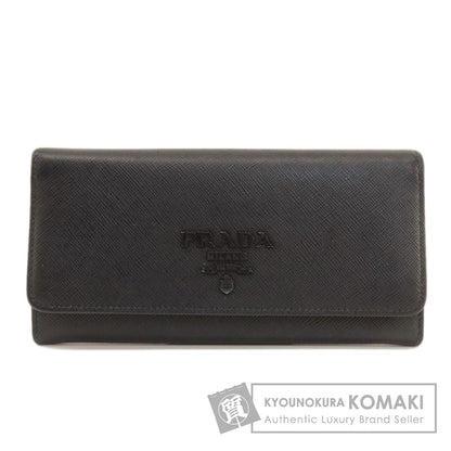 PRADA Logo Safiano Long wallet (with coin pocket) Leather Ladies [Used]