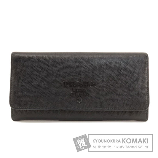 PRADA Logo Safiano Long wallet (with coin pocket) Leather Ladies [Used]