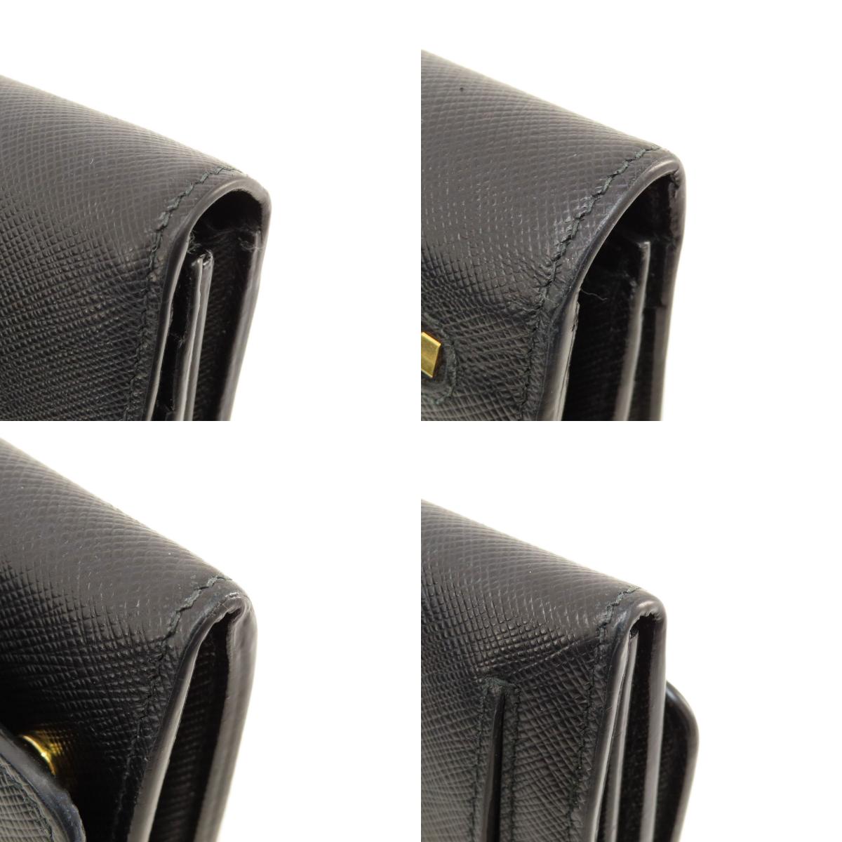 PRADA Logo Safiano Long wallet (with coin pocket) Leather Ladies [Used]