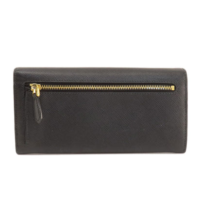 PRADA Logo Safiano Long wallet (with coin pocket) Leather Ladies [Used]
