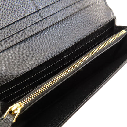 PRADA Logo Safiano Long wallet (with coin pocket) Leather Ladies [Used]