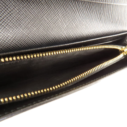PRADA Logo Safiano Long wallet (with coin pocket) Leather Ladies [Used]