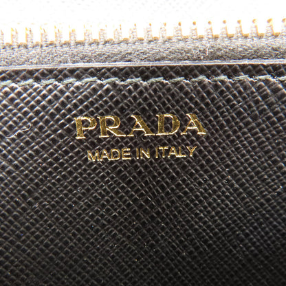 PRADA Logo Safiano Long wallet (with coin pocket) Leather Ladies [Used]