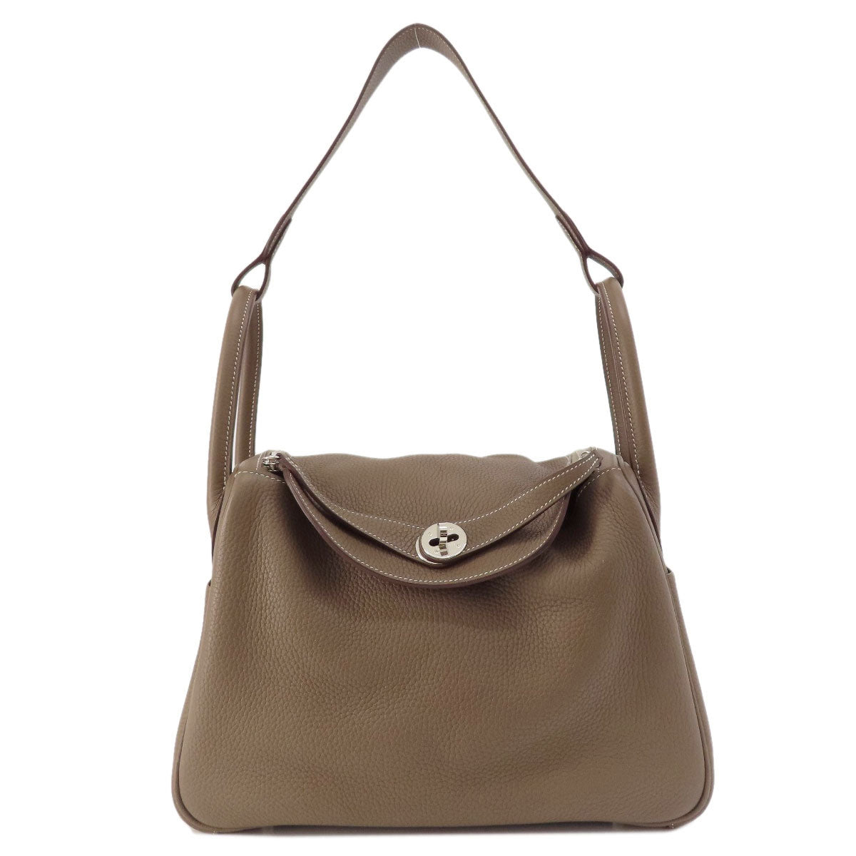 HERMES Lindy 30 Etoupe Etoupe SilverHardware Handbag Taurillon Clemence Ladies [Used]