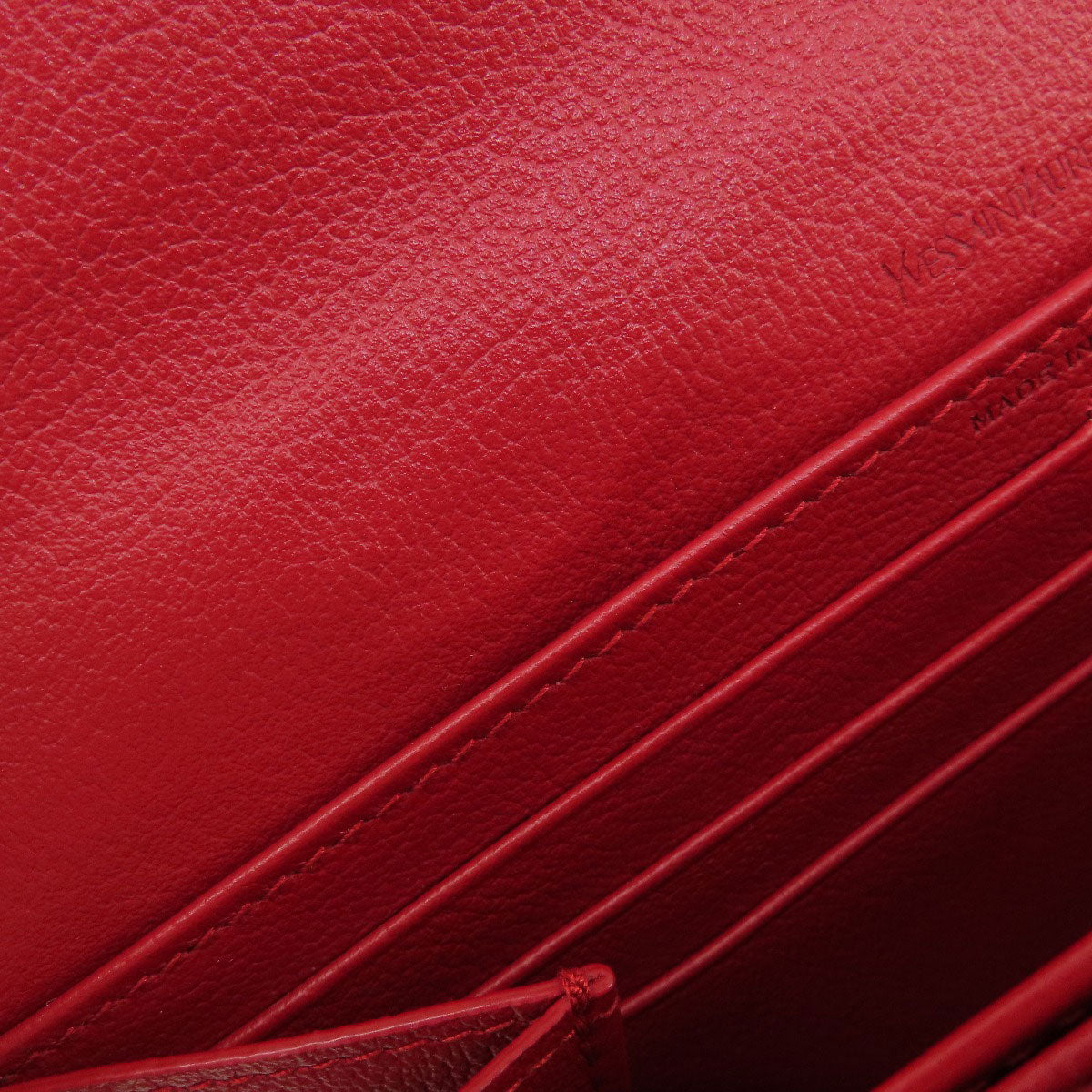 YVES SAINT LAURENT logo Long wallet (with coin pocket) Leather Ladies [Used]