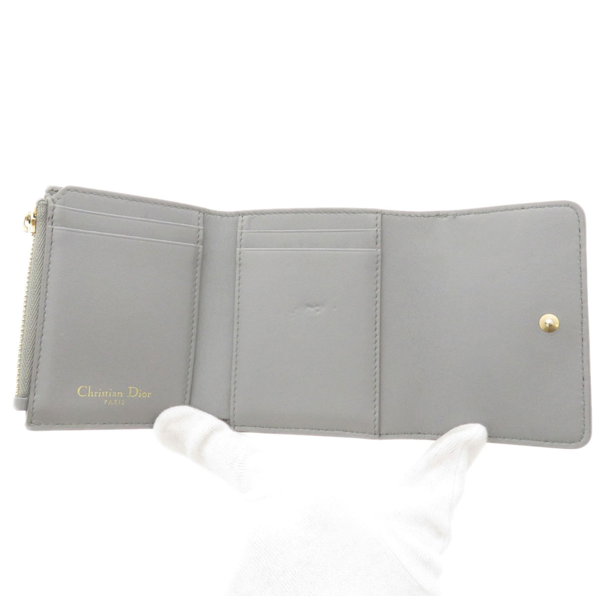 CHRISTIAN DIOR Logo motif mini wallet Bifold Wallet with Coin Pocket Calf Ladies [Used]