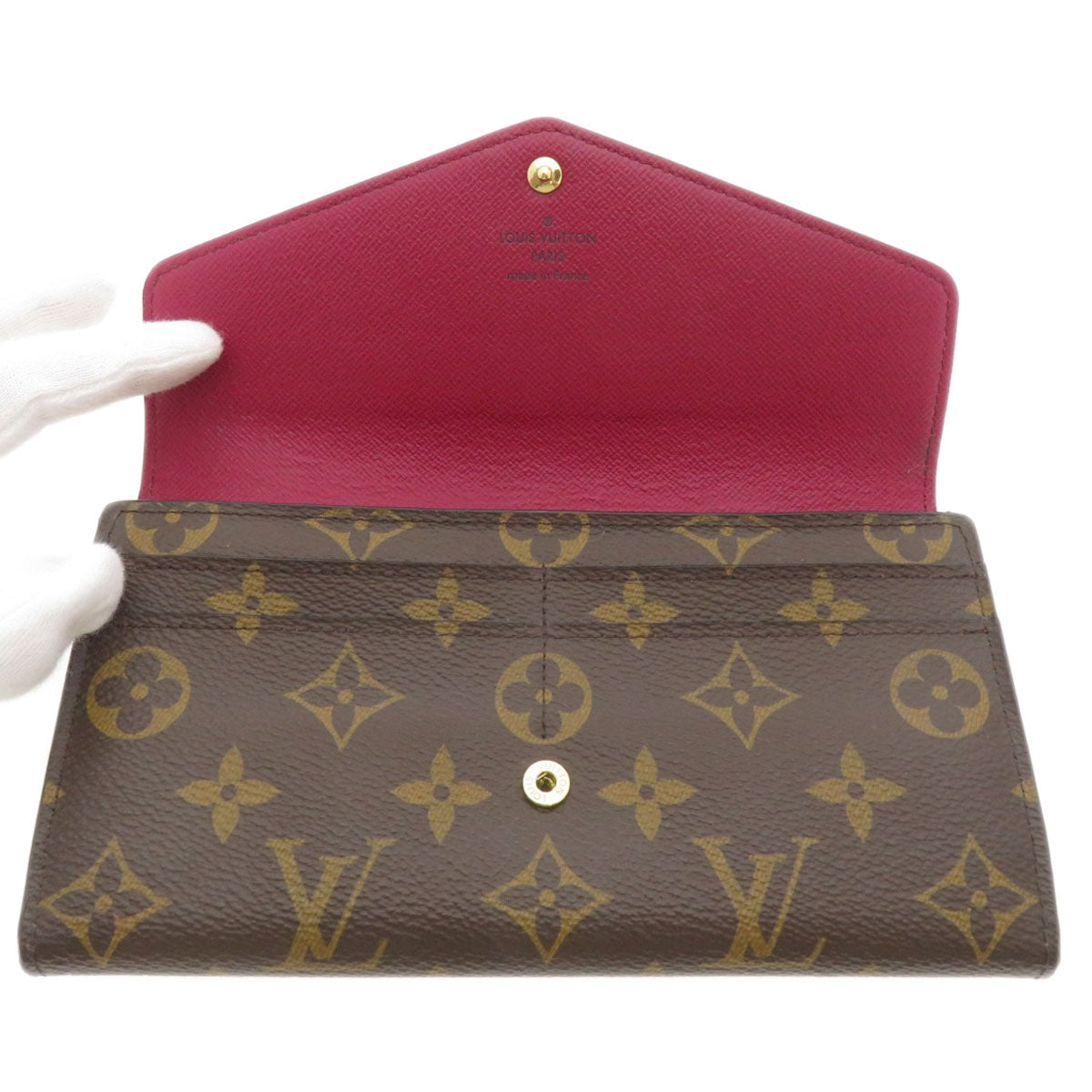 LOUIS VUITTON  M62234 Long wallet (with coin pocket) Portefeiulle Sara Monogram Fuchsia Monogram canvas Ladies