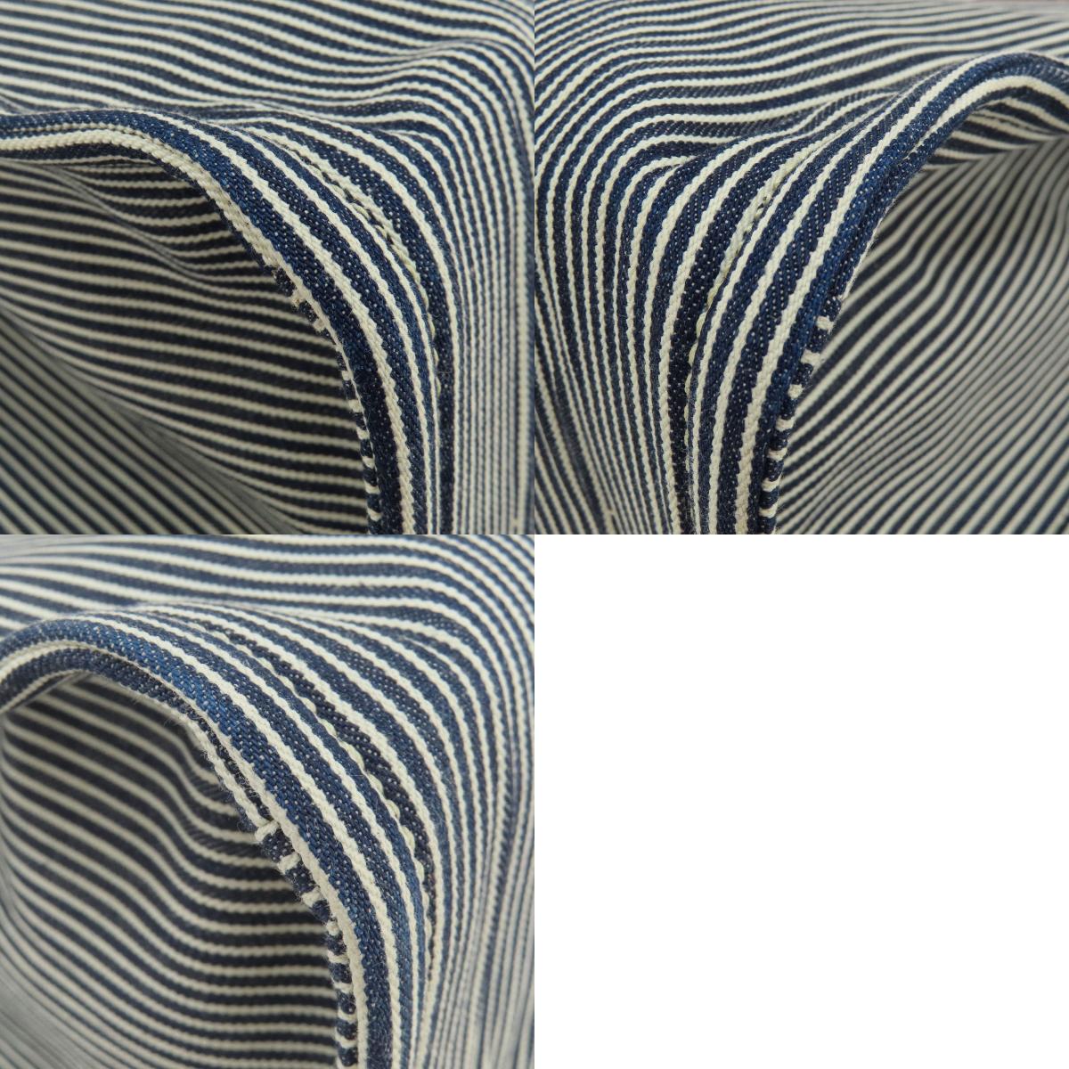 CELINE Square Cabas Stripe Shoulder Bag Canvas Ladies [Used]