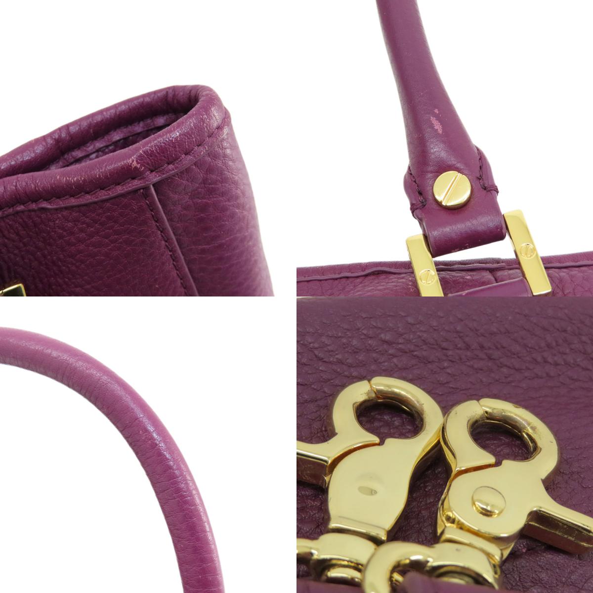 Tory Burch Logo 2WAY Tote Bag Leather Ladies [Used]