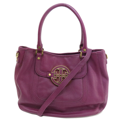 Tory Burch Logo 2WAY Tote Bag Leather Ladies [Used]