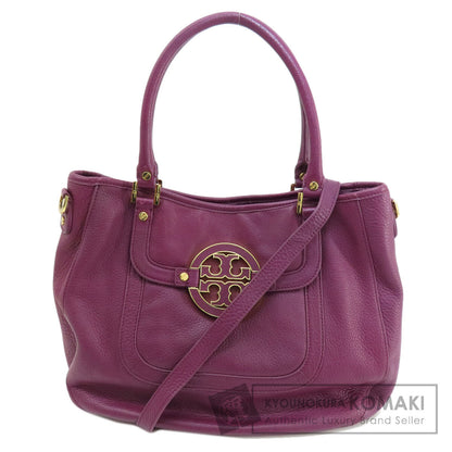 Tory Burch Logo 2WAY Tote Bag Leather Ladies [Used]